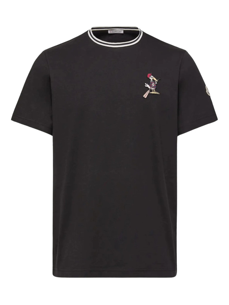 Moncler Striped-trim Detail-appliqué T-shirt 1