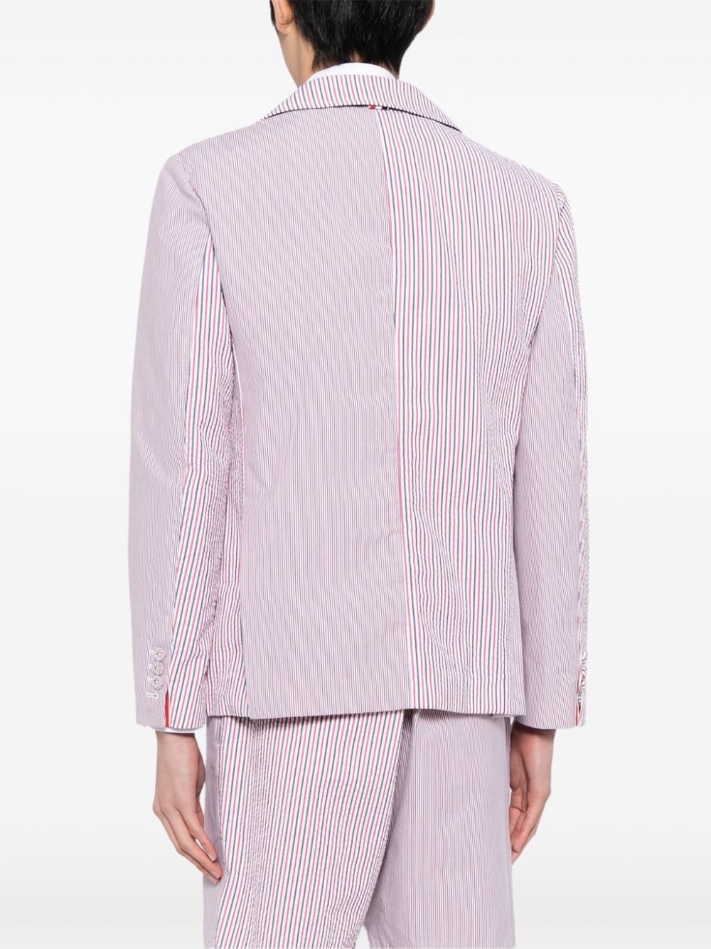striped single-breasted blazer - 4