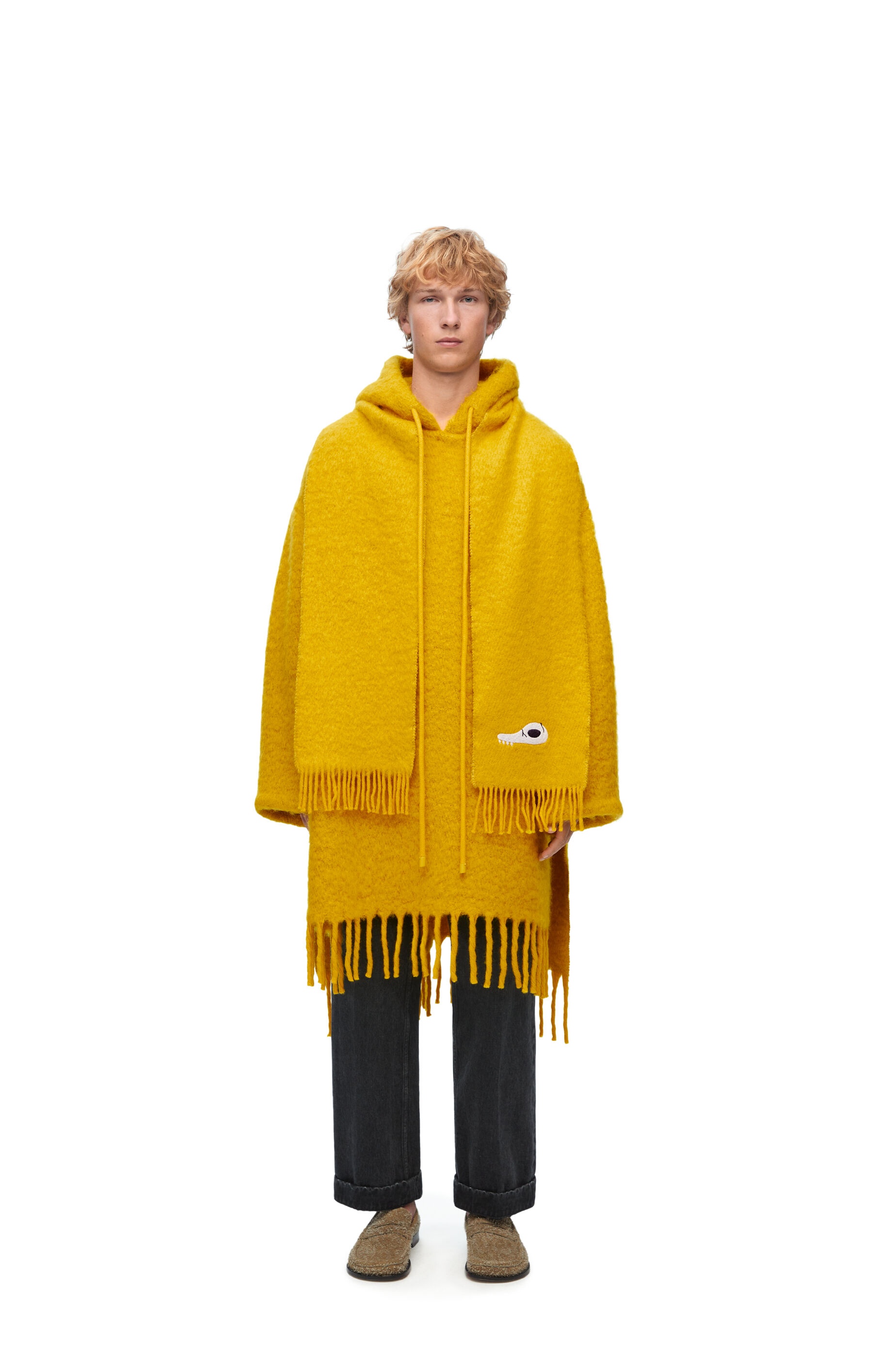 Scarf coat in wool and mohair - 3