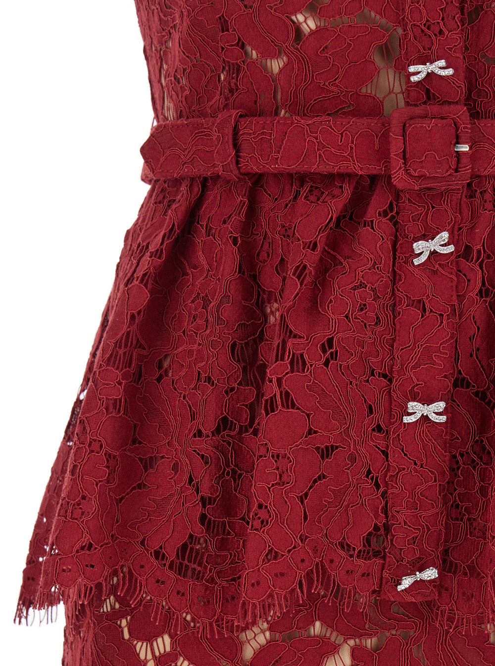 Self-Portrait Women Burgundy Lace Peplum Midi Dress - 3