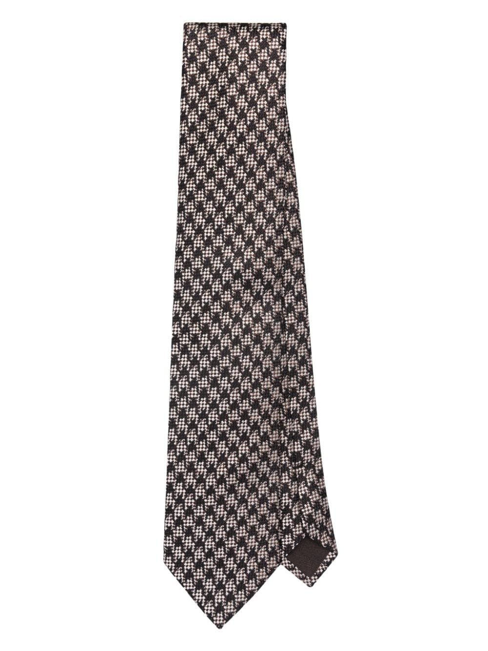 houndstooth-pattern silk tie - 1