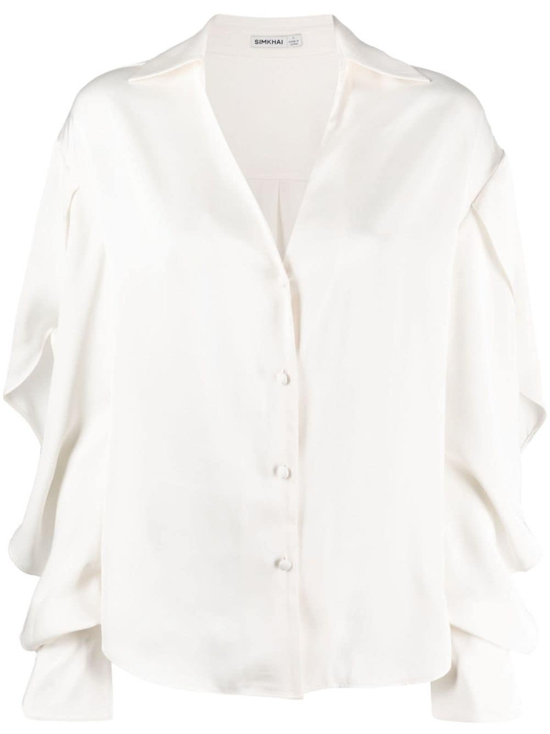 V 목 draped-sleeve 셔츠 1