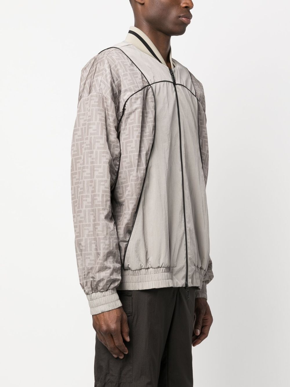 monogram-print panelled bomber jacket - 3