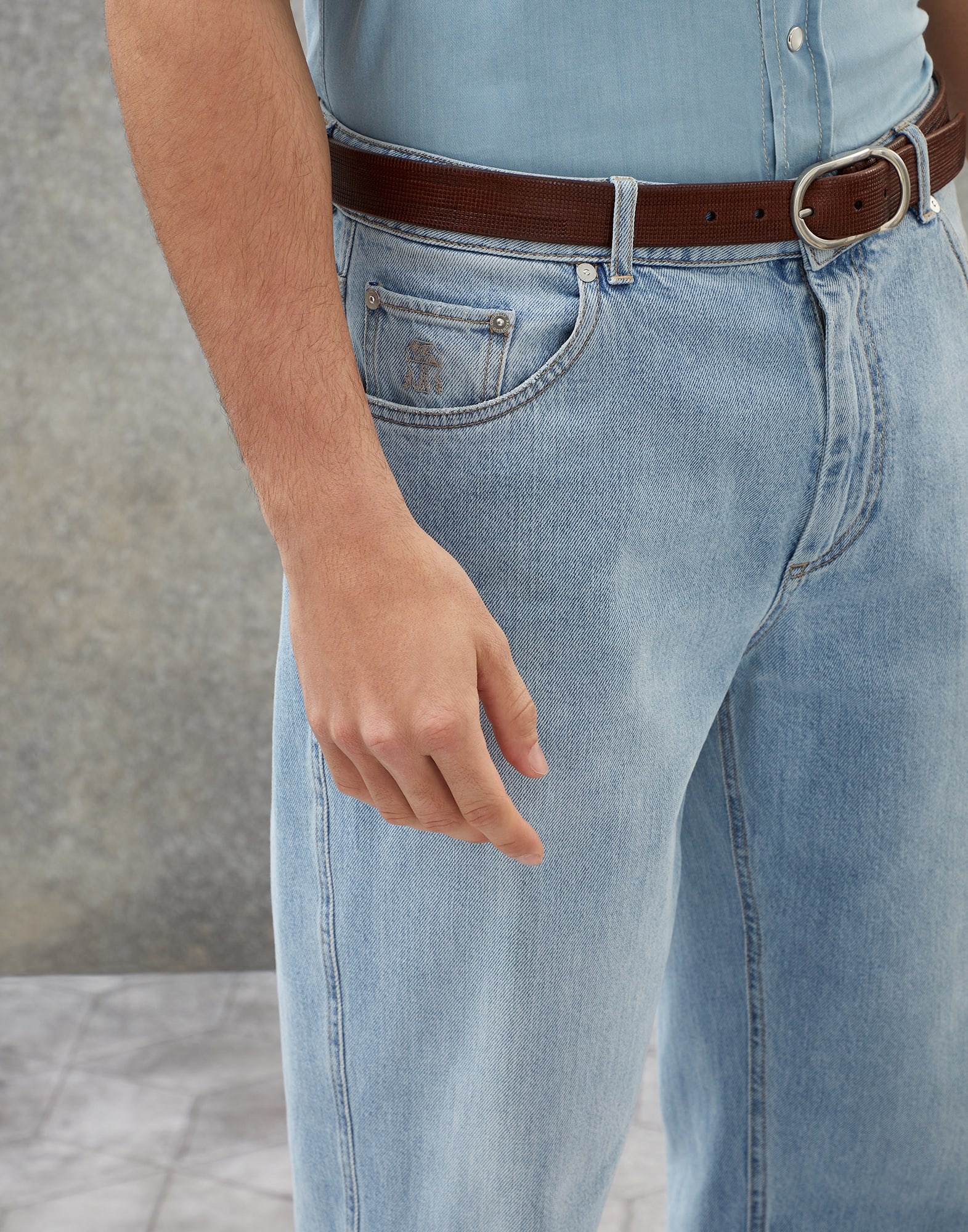 Denim easy fit five-pocket trousers - 3