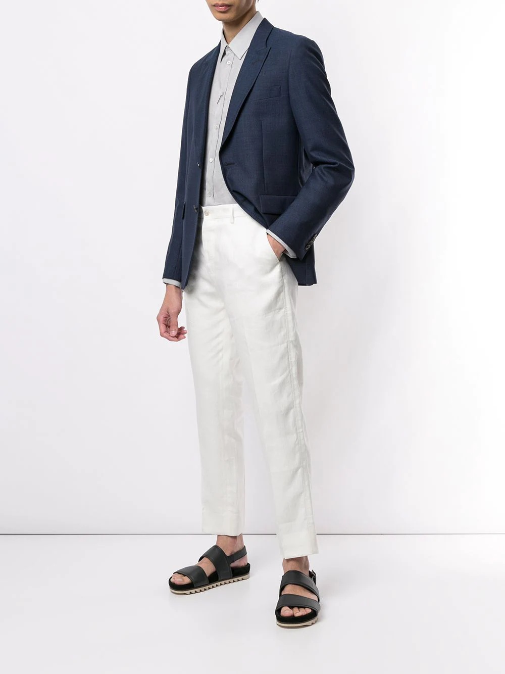 cropped linen trousers - 2