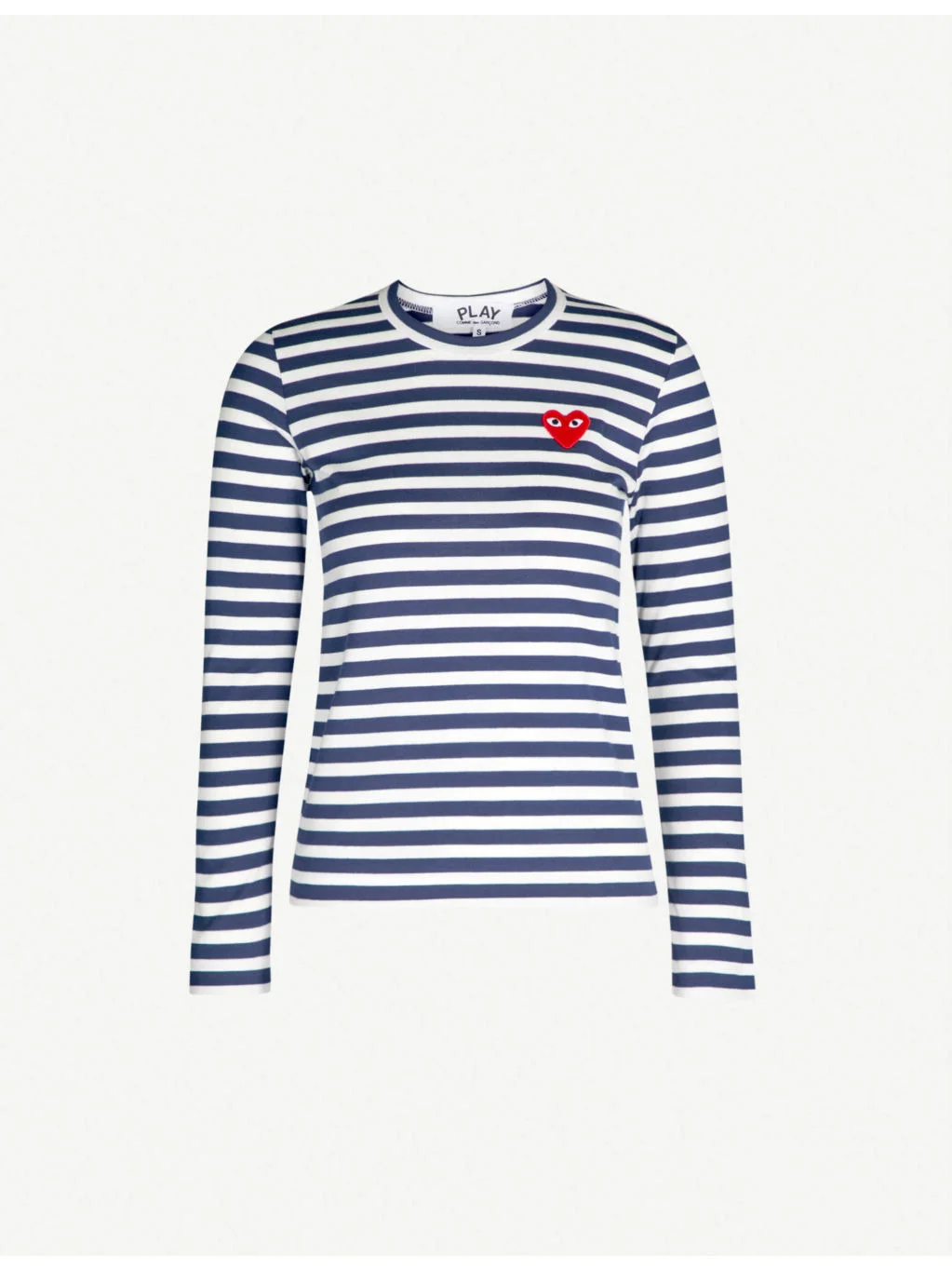 Heart-embroidered striped cotton-jersey top - 1