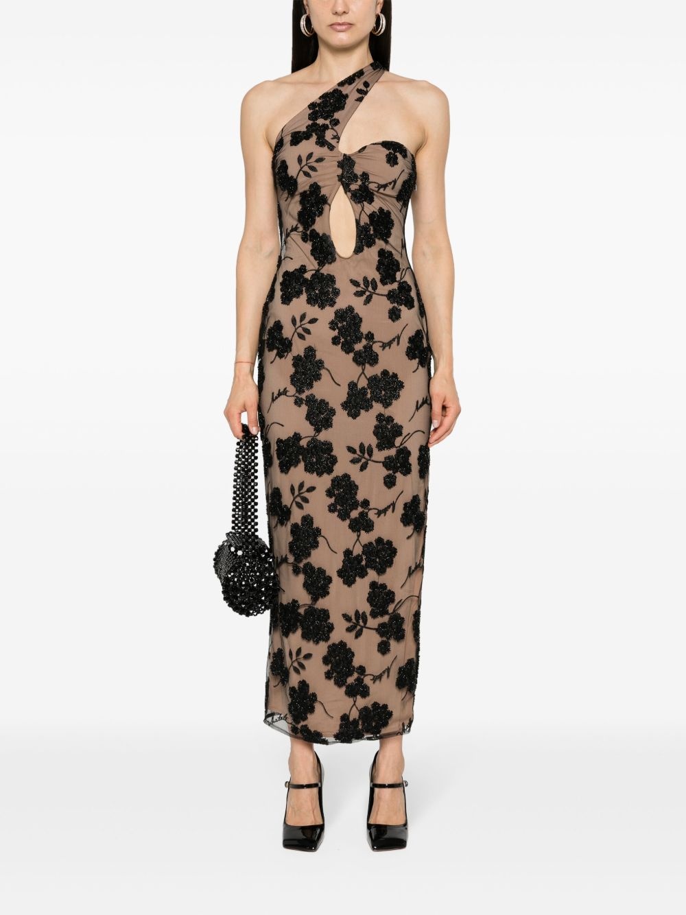 floral-beads midi dress - 2