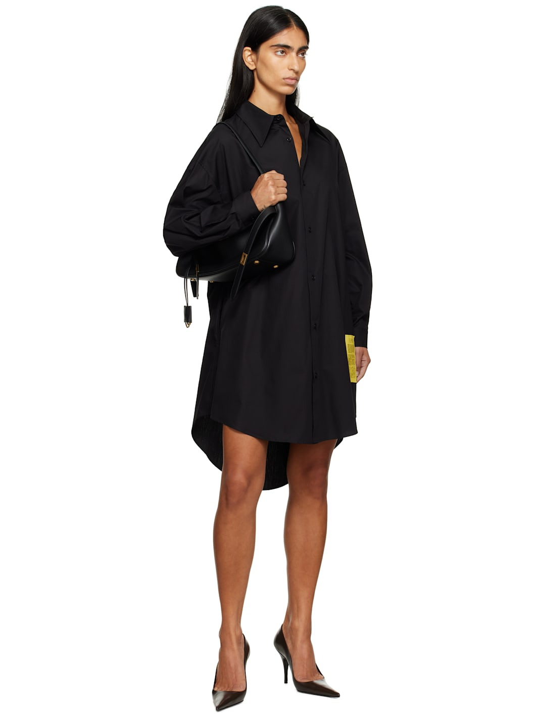 Black Shirt Minidress - 4