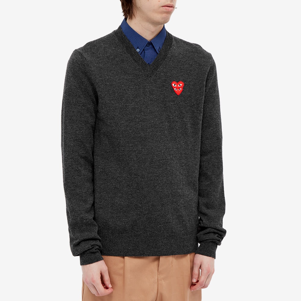 Comme des Garcons Play Overlapping Heart V-Neck Jumper - 4