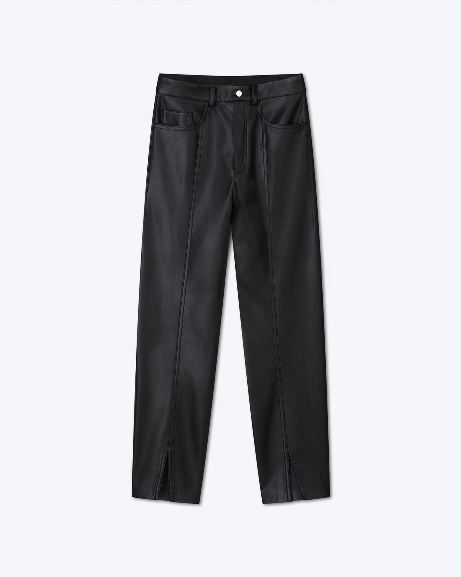 TIBES - Split-hem regenerated leather pants - Black - 5