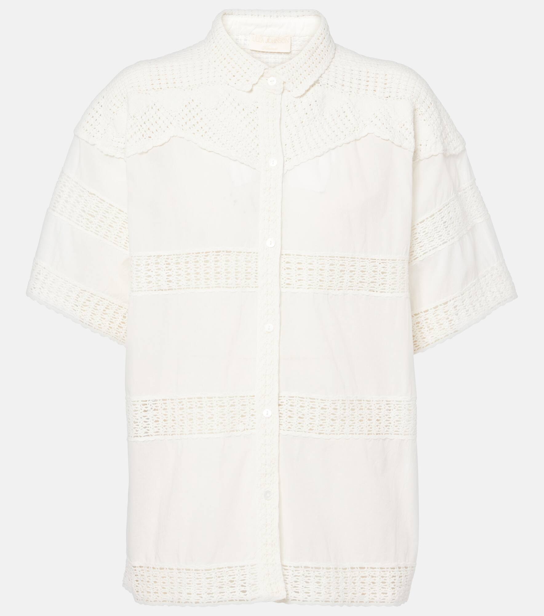 Amal paneled cotton crochet shirt - 1