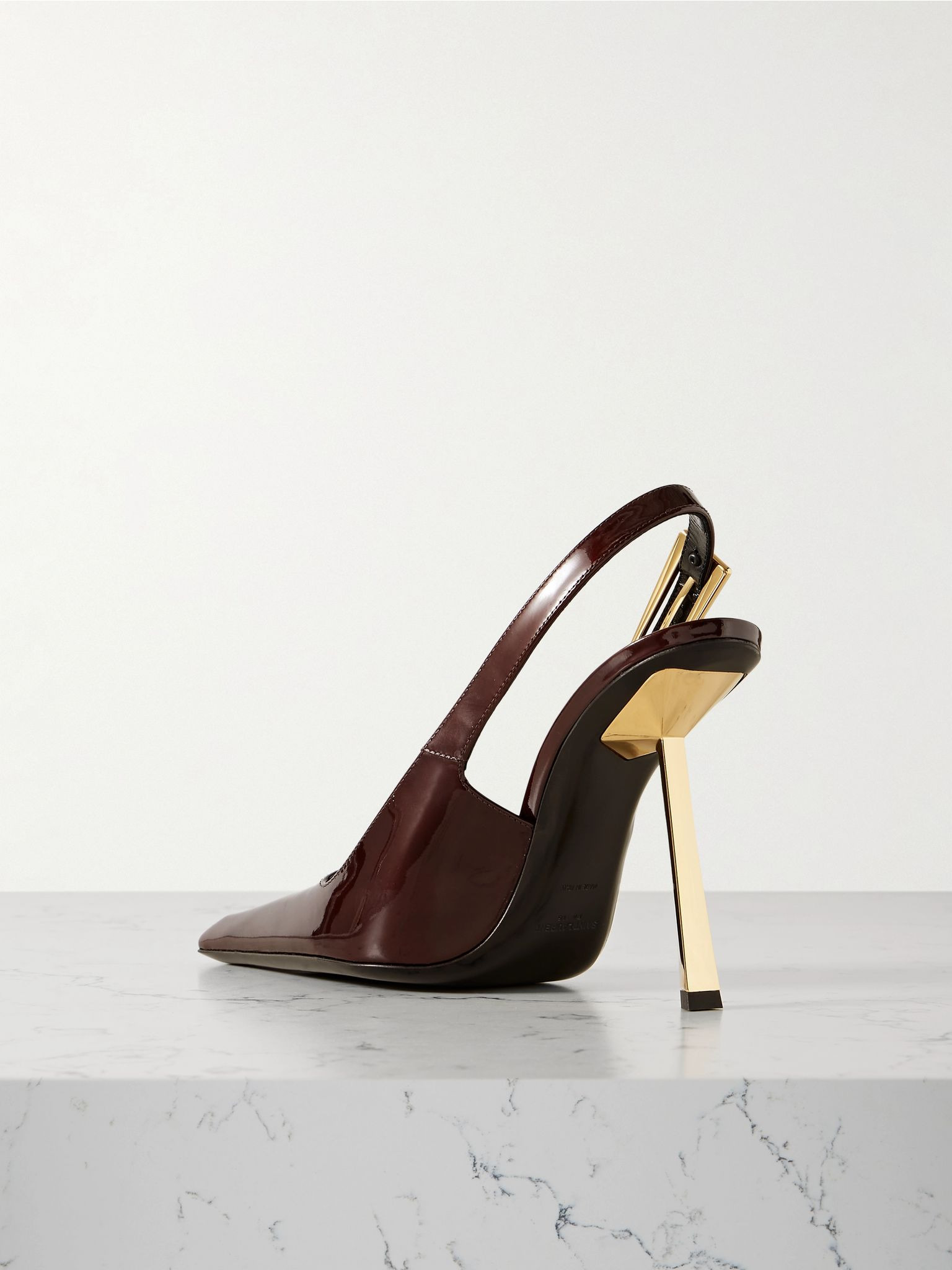 Lee embellished patent-leather slingback pumps Burgundy - 3