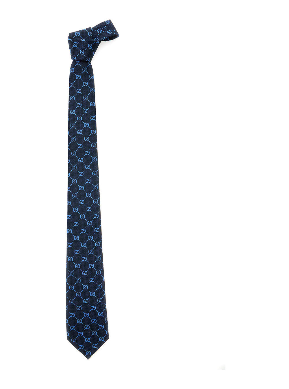 Gucci Men Blue Tie With Gg All-Over Motif In Silk Man - 1