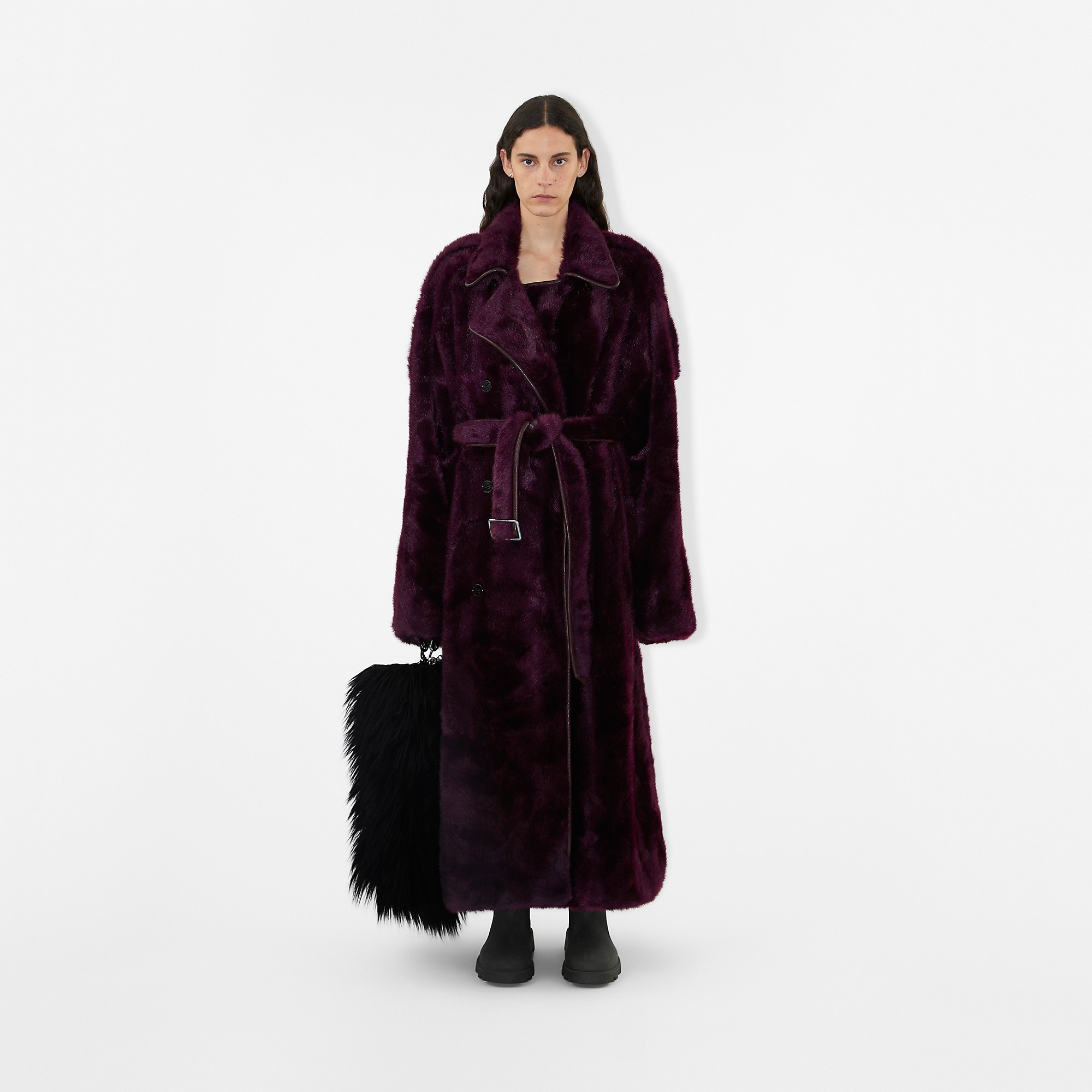 Faux Fur Trench Coat - 2