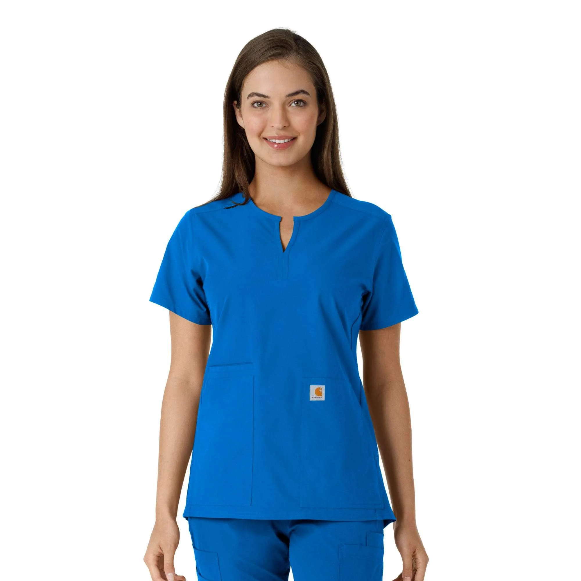Women's Force Essentials Notch Neck Tunic Knit Panel Scrub Top - 1