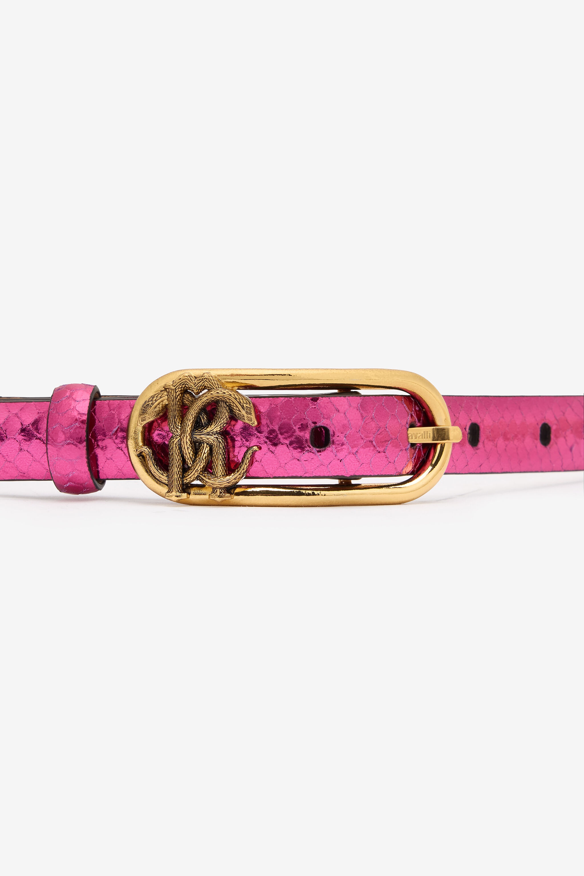 Laminated Leather Belt with Snake Print - 4
