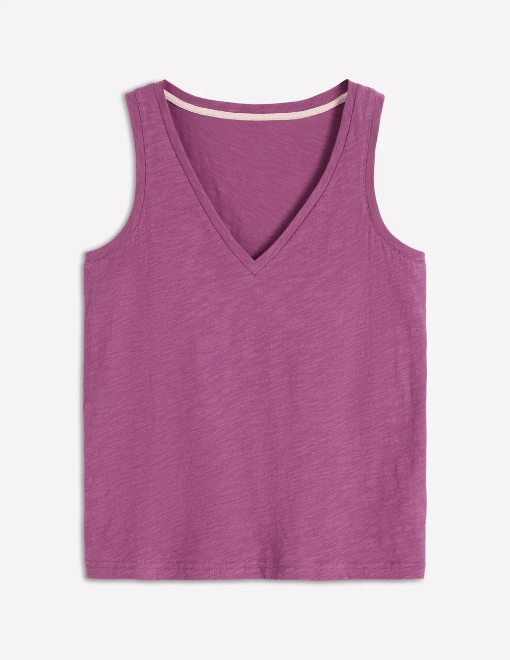 Regular V-Neck Slub Tank-Damson - 1