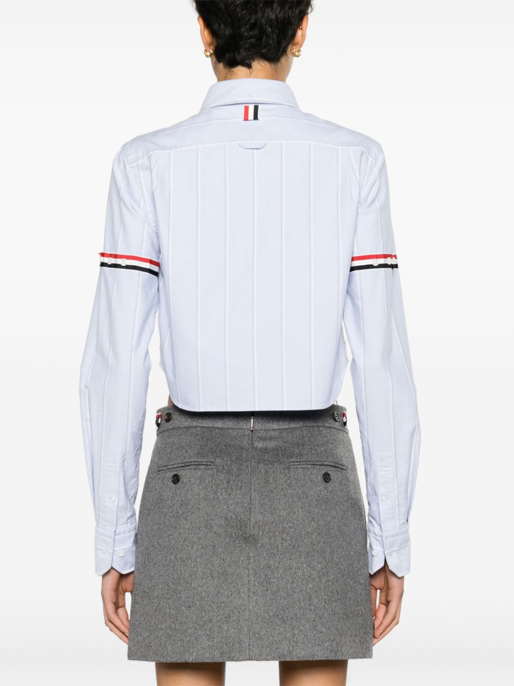Stripe Oxford Armband Cropped Shirt - 4