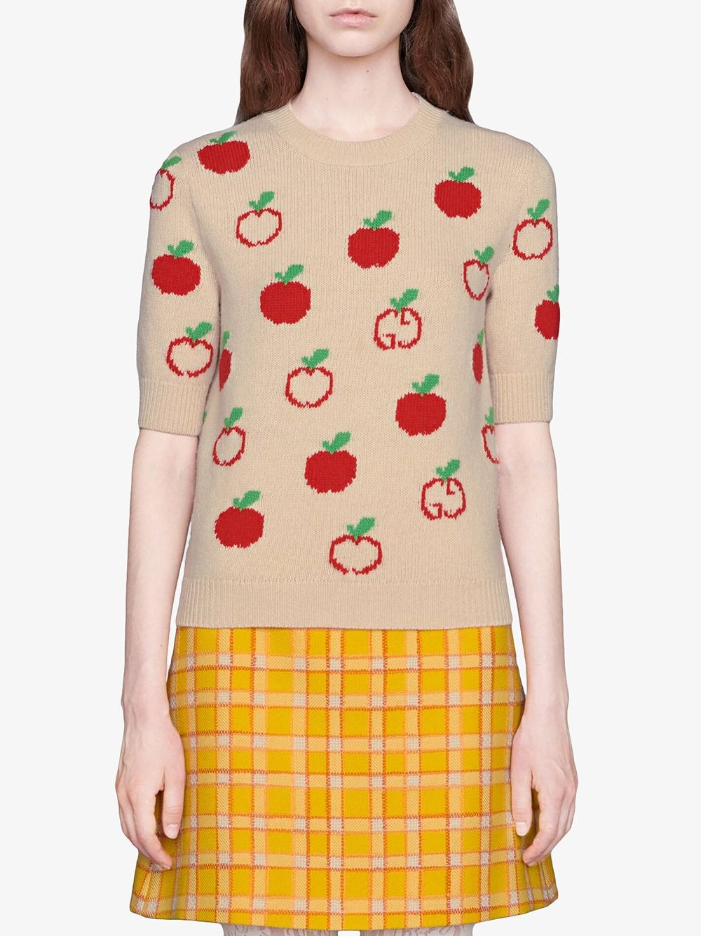 GG apple jacquard crew neck jumper - 3