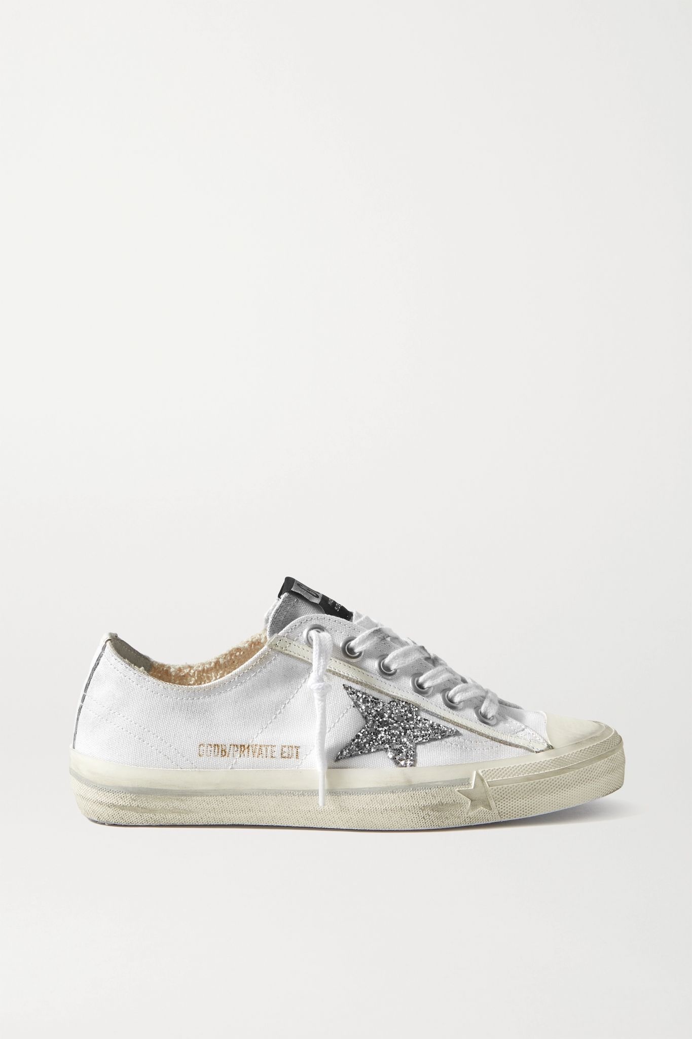 V-Star glittered distressed canvas sneakers - 1