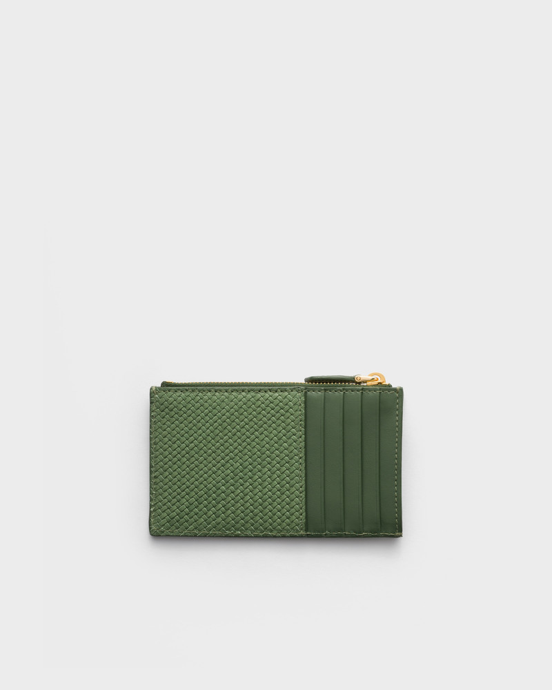 Woven madras leather card holder 3