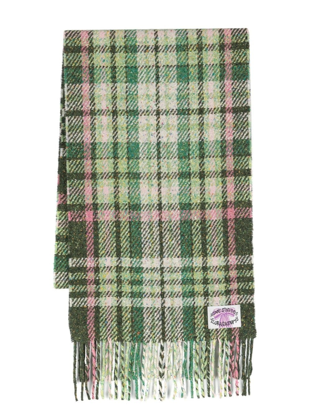 check-print wool scarf - 1