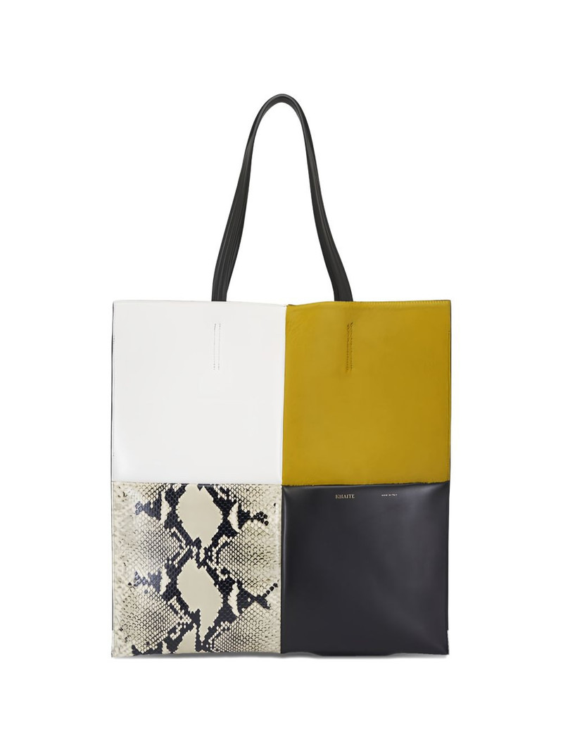 Piper Fern colourblock snakeskin tote bag 1