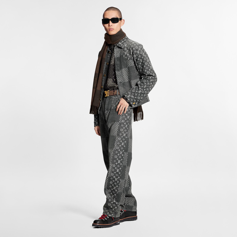 Louis Vuitton GIANT DAMIER WAVES MONOGRAM DENIM PANTS outlook