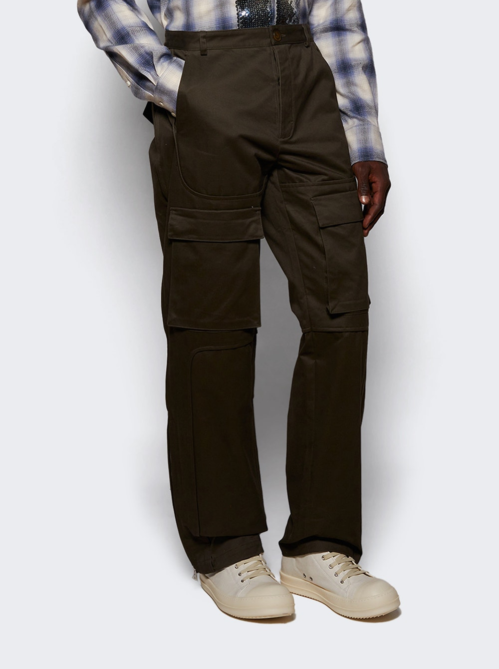 Zipped-side Cargo Pants Khaki Green - 2
