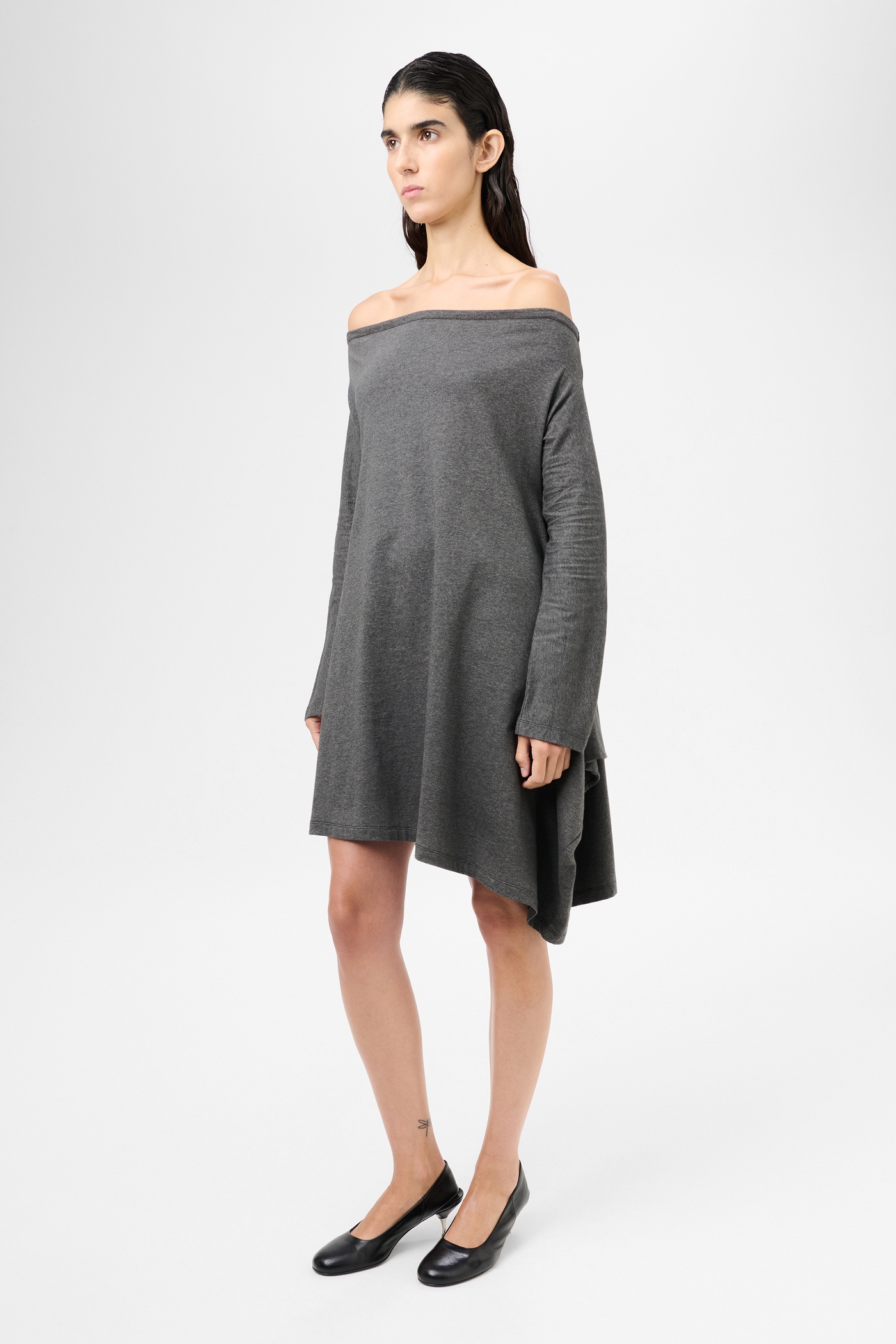 Sash Skirt Dark Grey Melange Jersey - 7