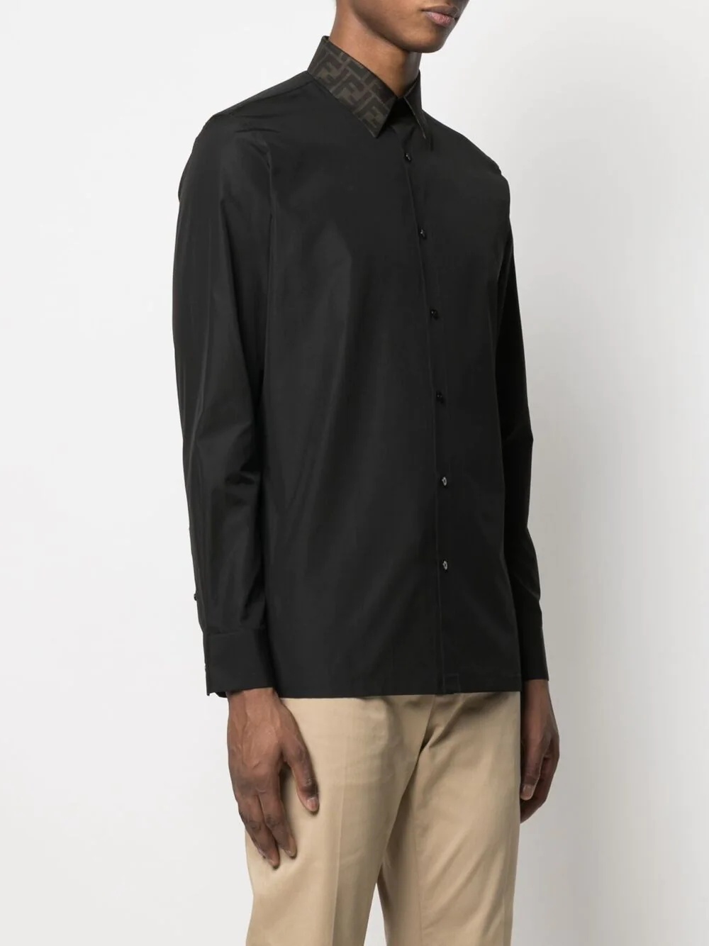 contrasting-collar long-sleeve shirt - 3