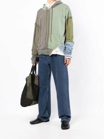 Greg Lauren colour-block panelled hoodie outlook