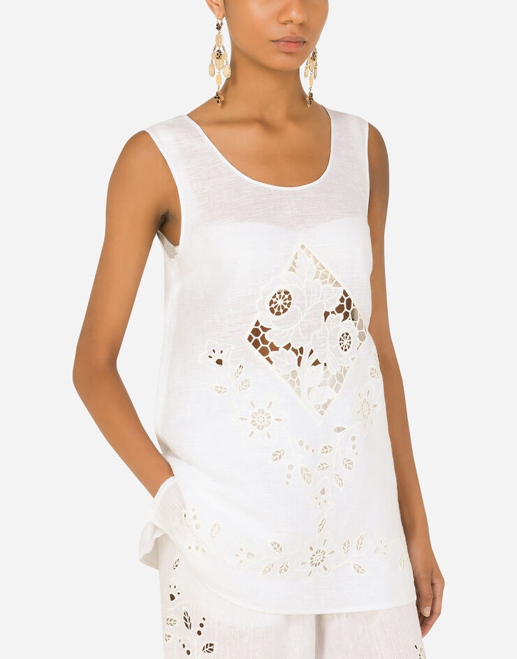 Linen tunic with openwork embroidery - 4