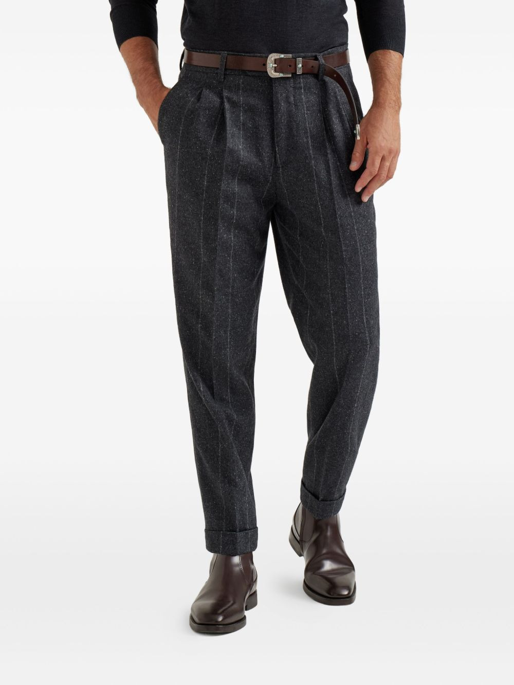 pinstripe pleated trousers - 3