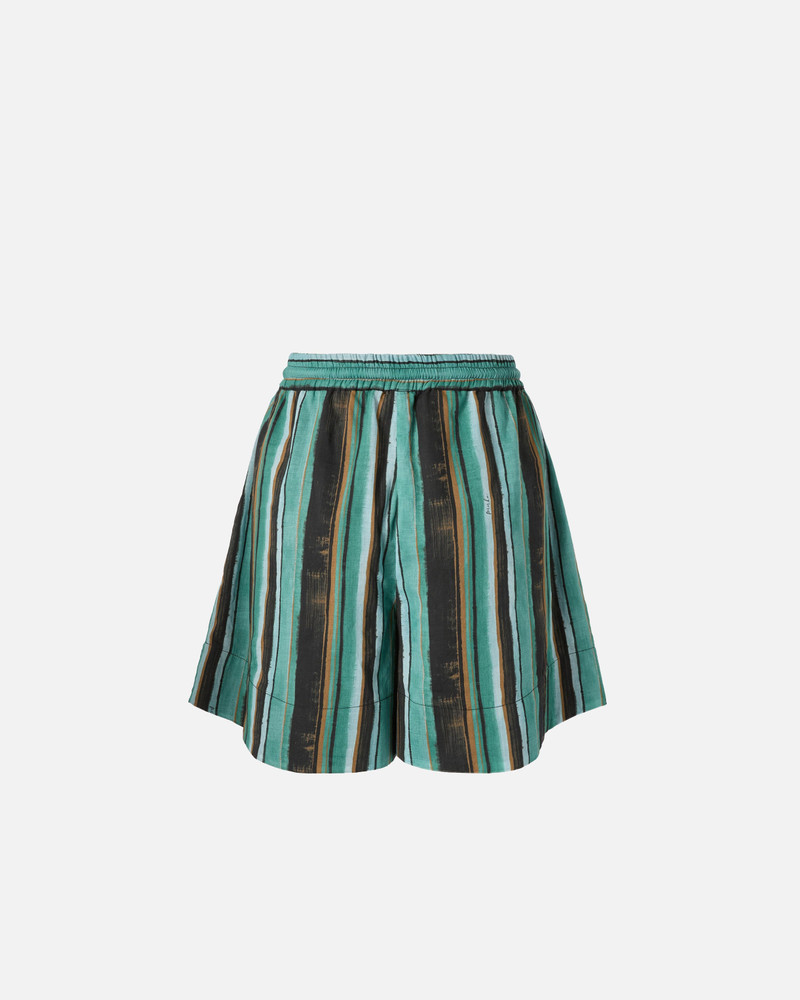 PINKO COTTON SHORTS WITH BRUSHSTROKE-EFFECT STRIPES outlook