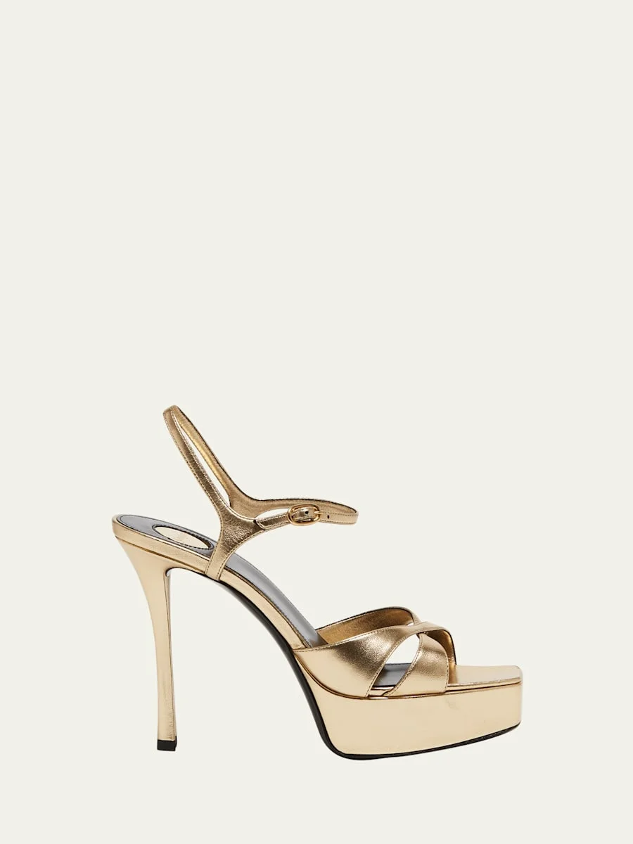 Debbie Metallic Crisscross Platform Sandals - 1