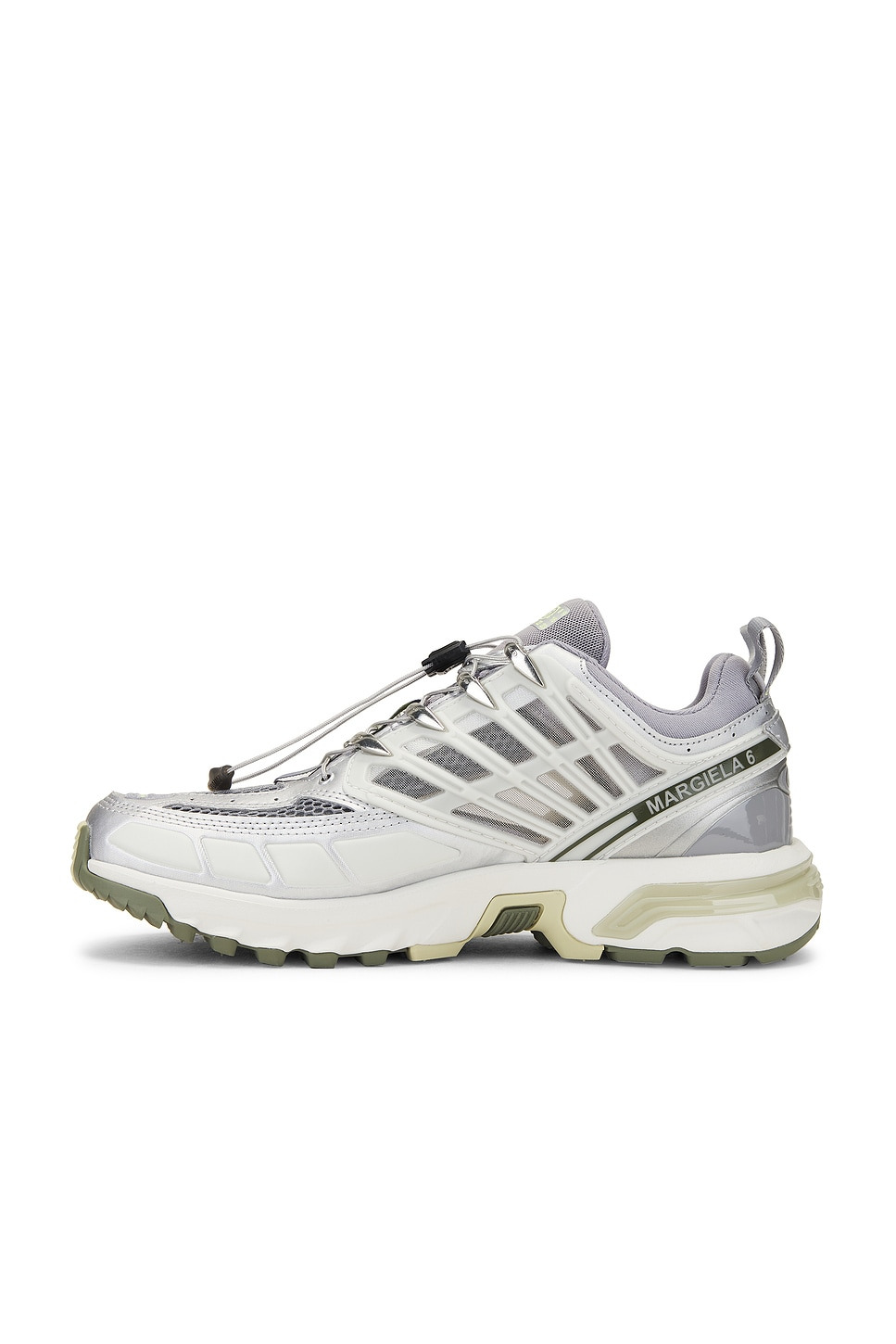 X Salomon Cross Low Sneakers in Sharkskin, Silver, &amp; Sharp Green - 5