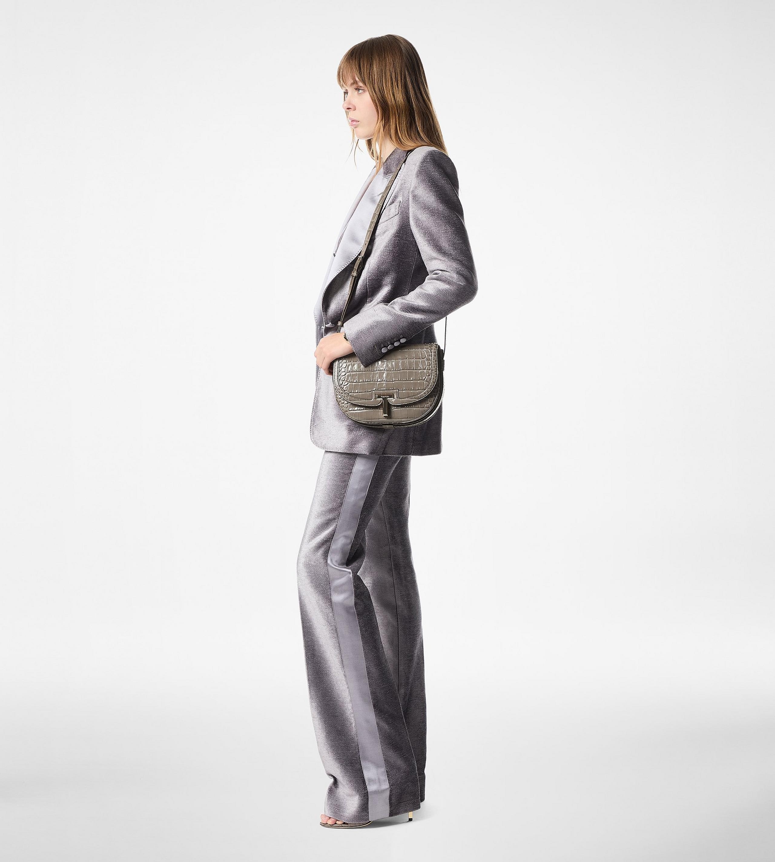 VELOUR TAILORED TUXEDO WIDE LEG PANTS - 4