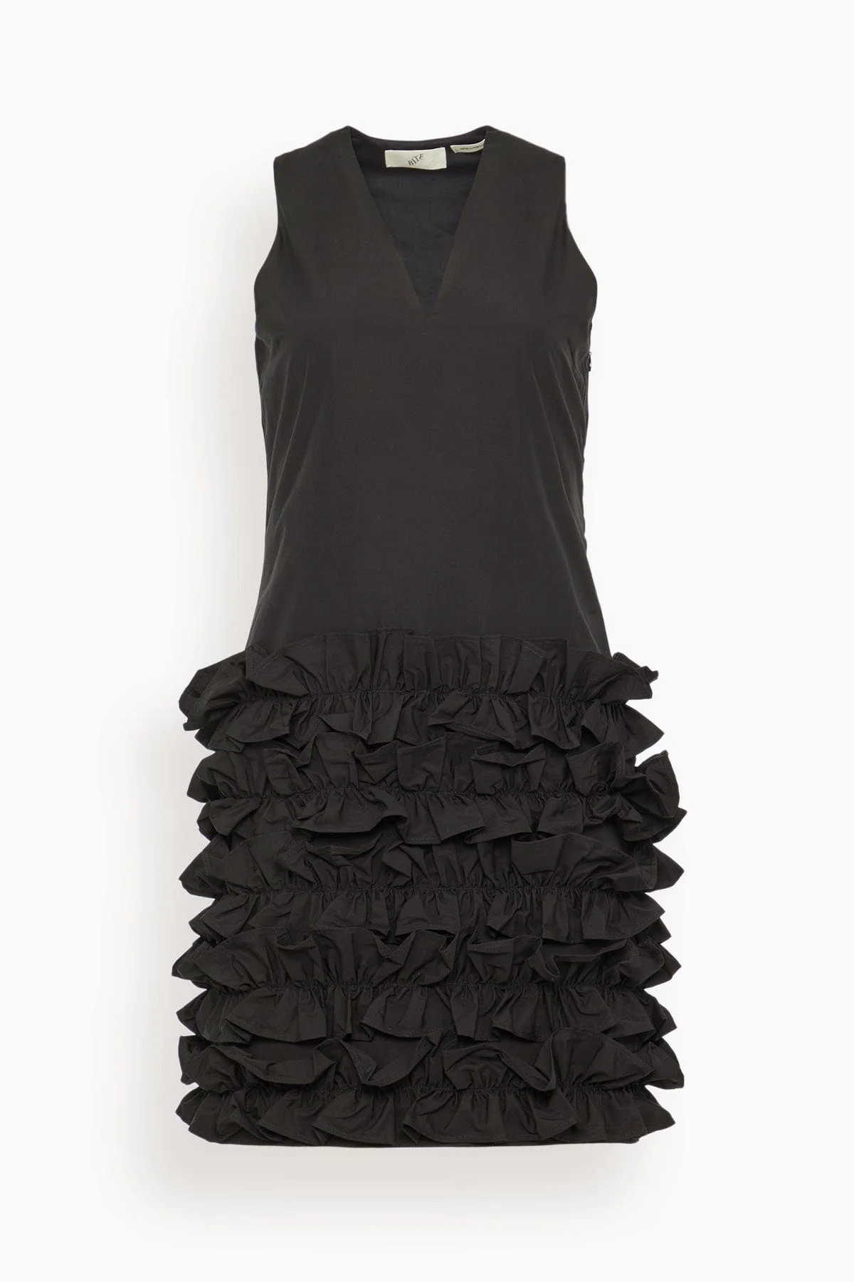 Scenic Organic Cotton Frill Dress in Black - 1