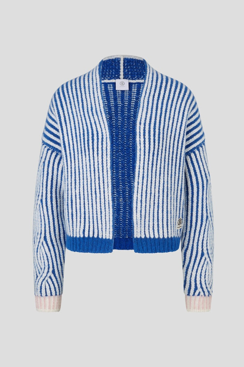 Danna Knitted cardigan in Azure blue/White 1