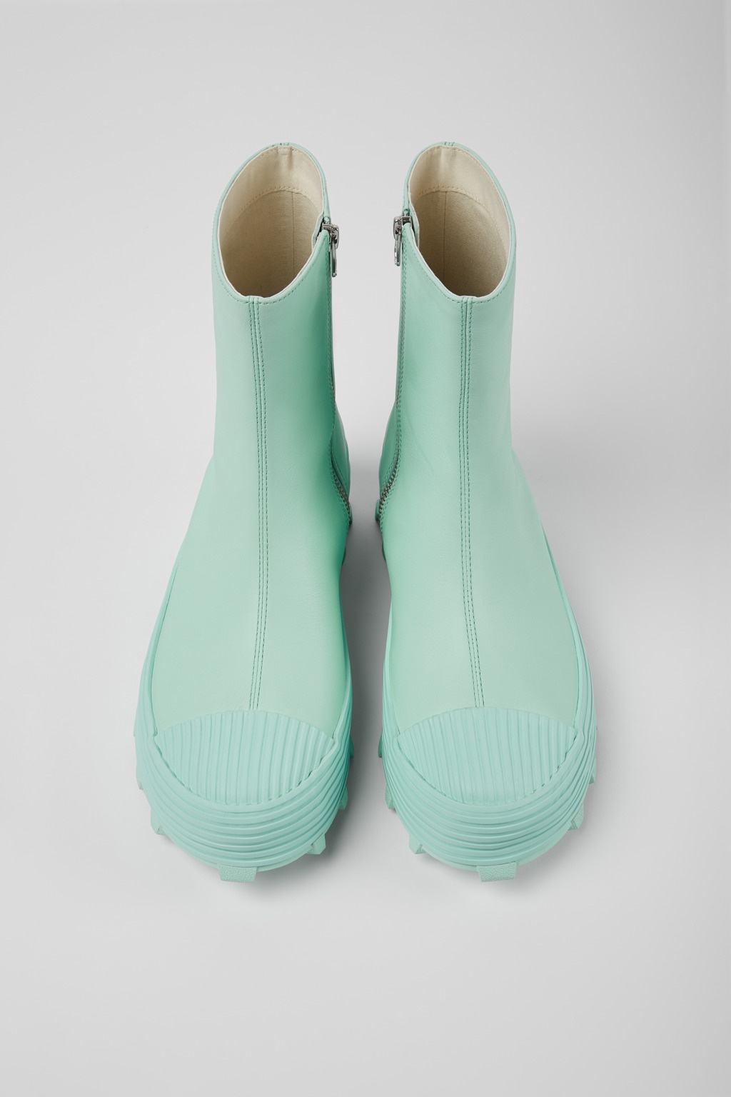 Light green leather boots - 4