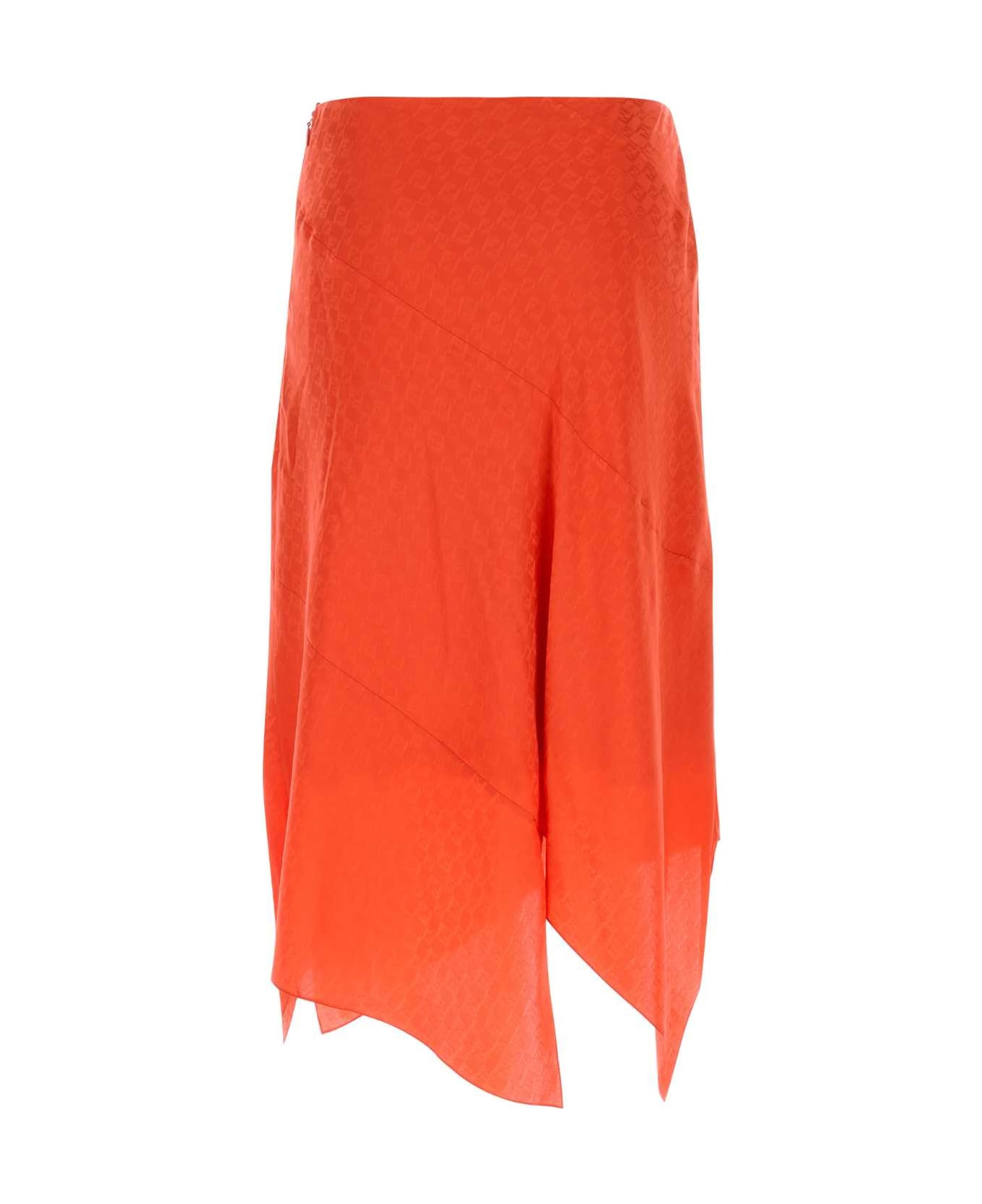 Coral Silk Skirt - 2