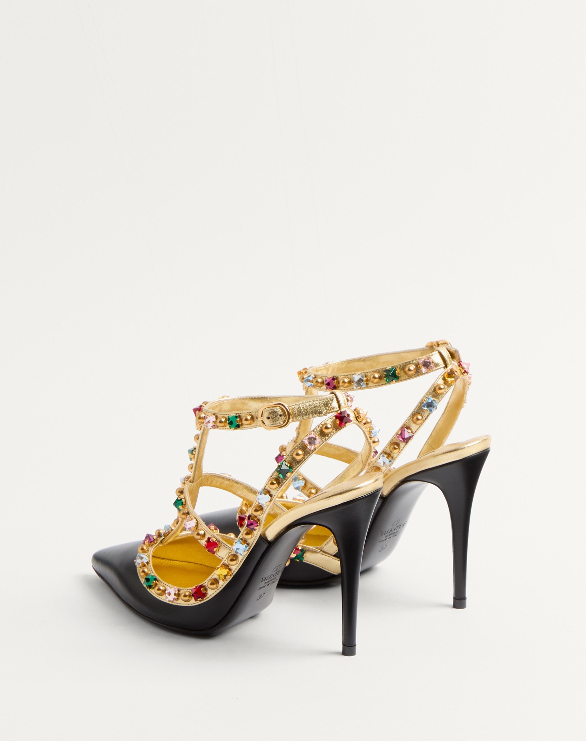 ROCKSTUD CALFSKIN PUMPS WITH CABOCHON AND 100MM CRYSTALS - 5