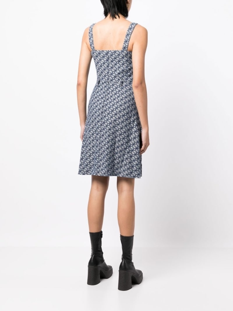 jacquard-logo denim dress - 4