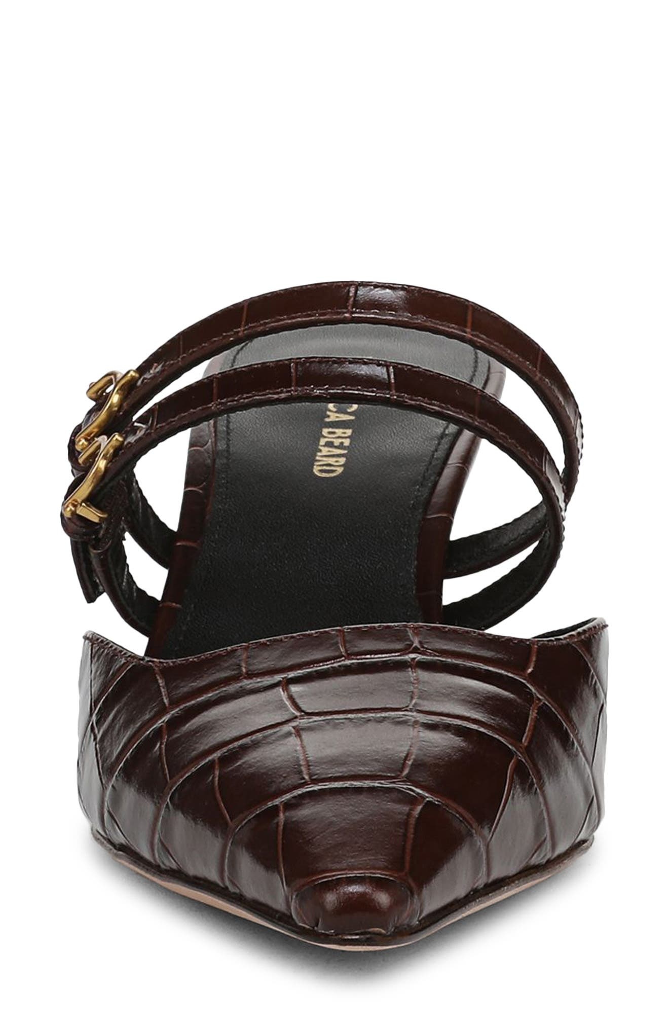 Veronica Beard Corrie Croc Embossed Pointed Toe Pump in Chocolate at Nordstrom - 4