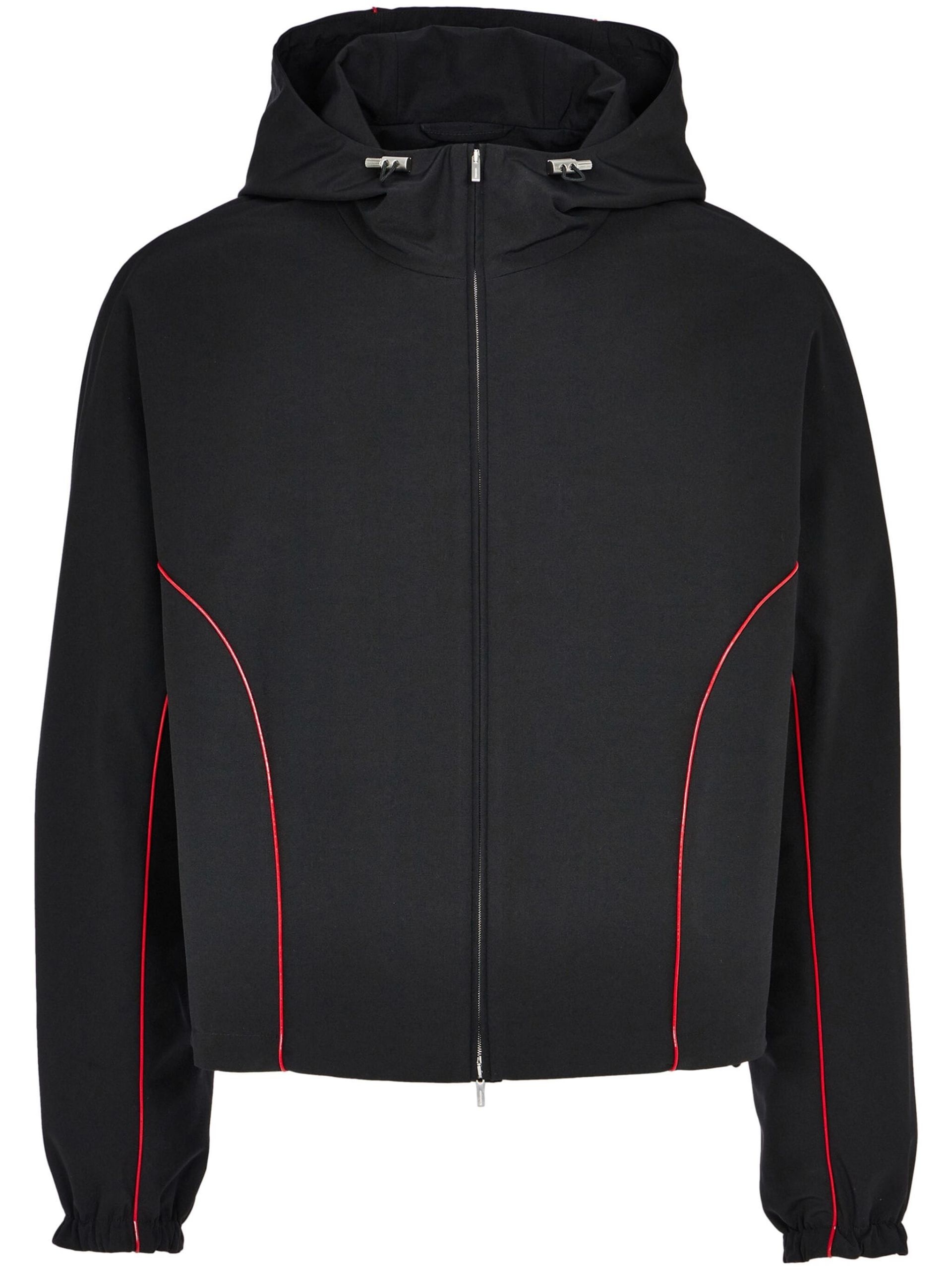 Black Zip-Front Hooded Jacket - 1