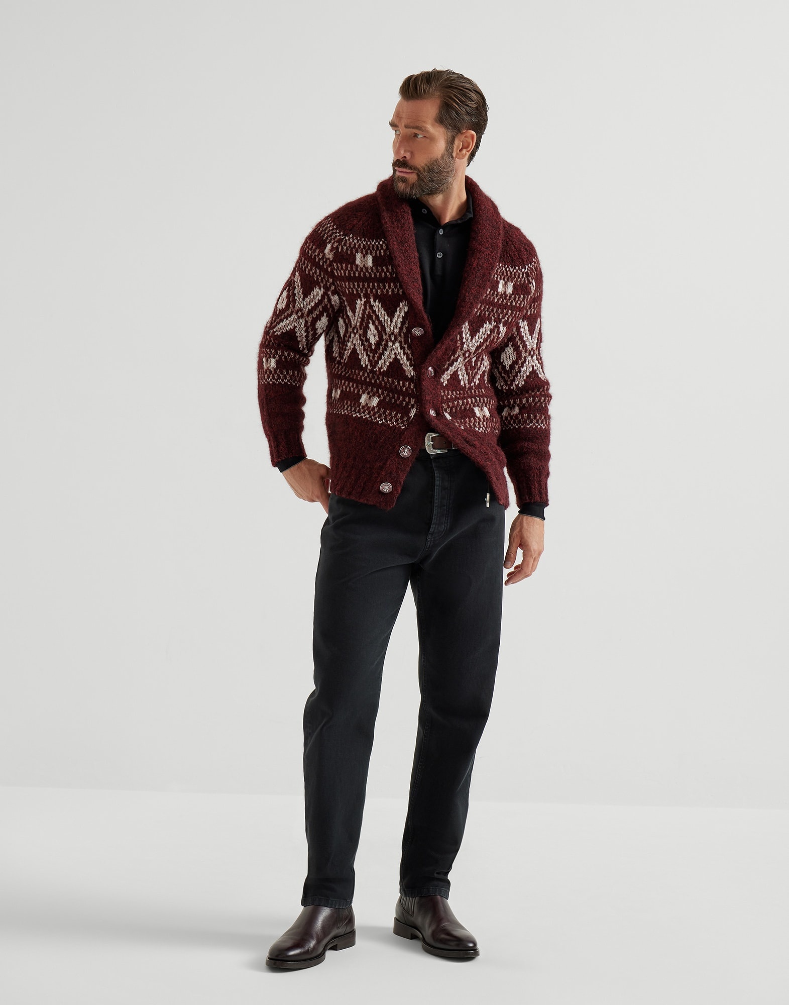 Virgin wool and cashmere lightweight knit polo shirt - 5