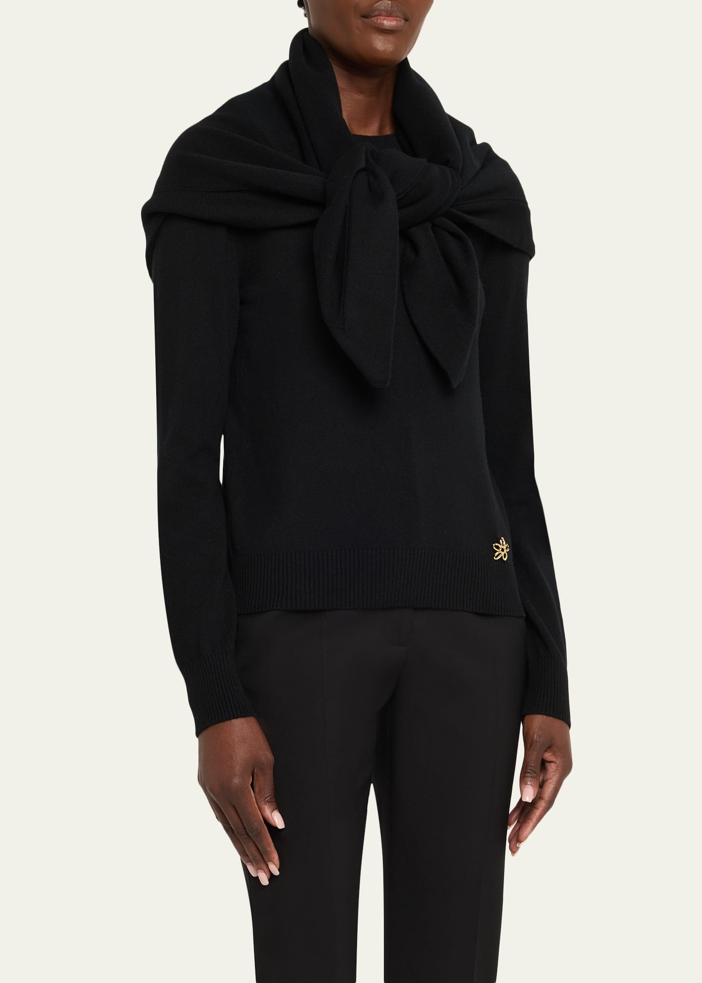 Crewneck Sweater With Removable Scarf - 4