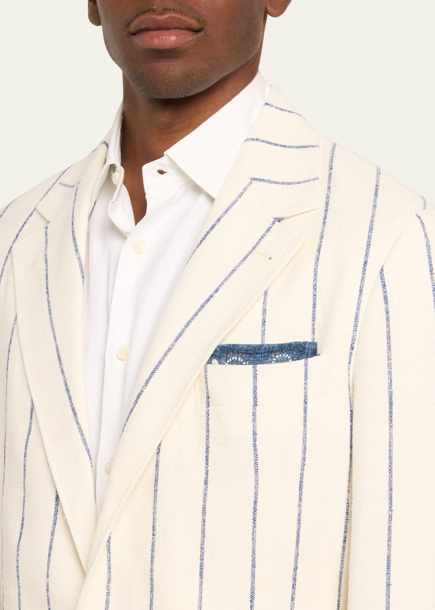 Men's Linen-Blend Large Stripe Suit - 5
