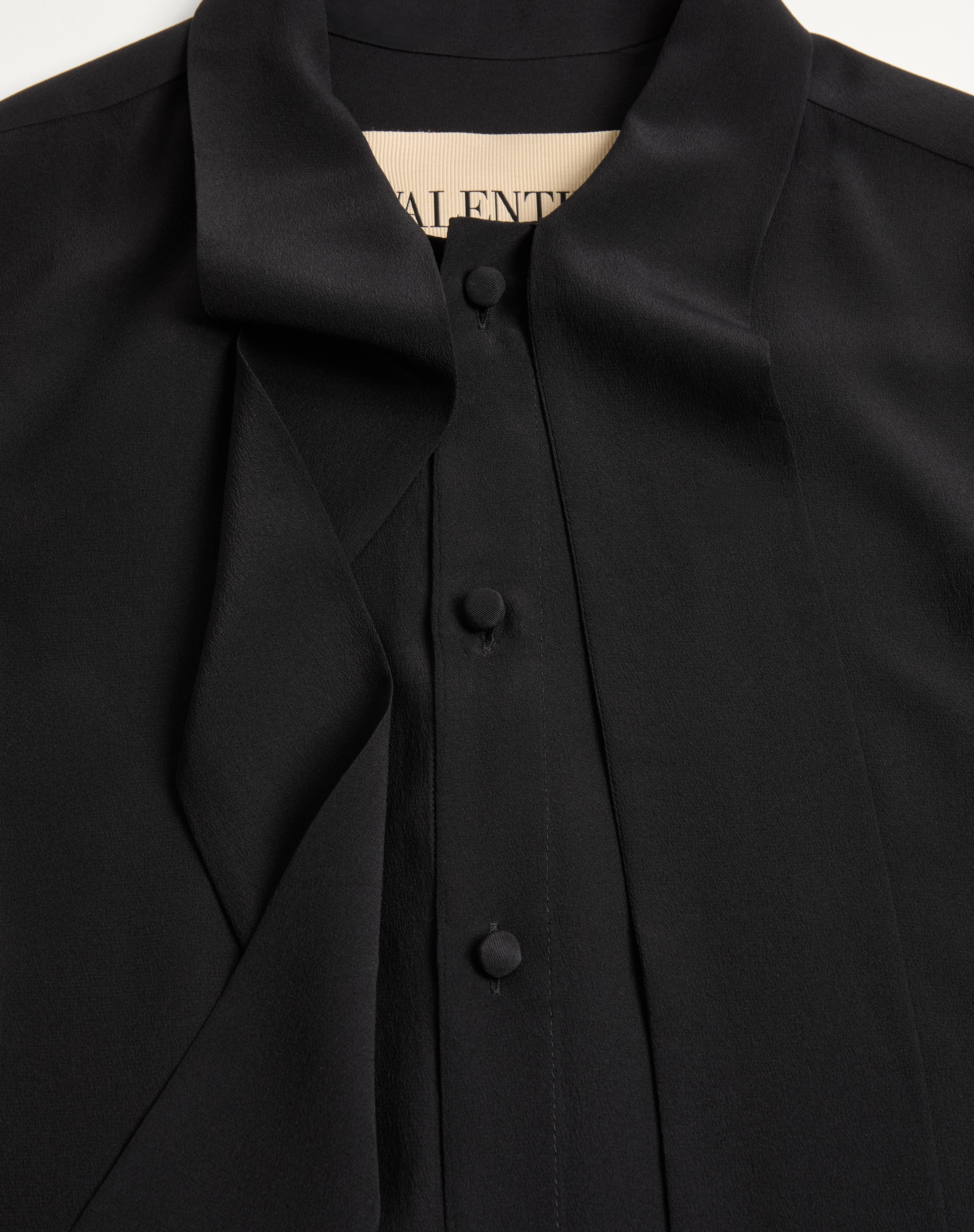 VALENTINO CREPE DE CHINE SILK SHIRT WITH SCARF COLLAR - 8